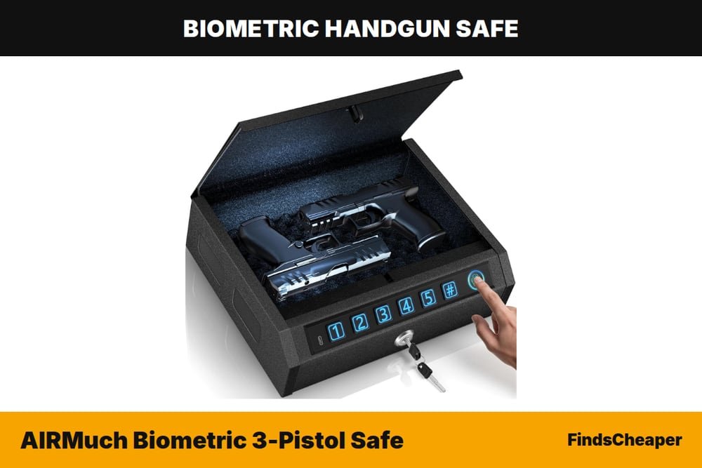 AIRMuch Biometric 3-Pistol Safe biometric handgun safe