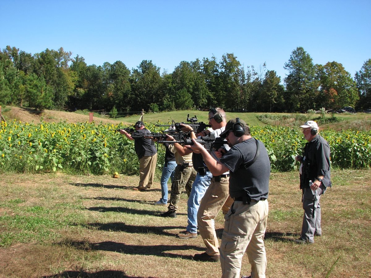 Students practicing off-hand carbine drills