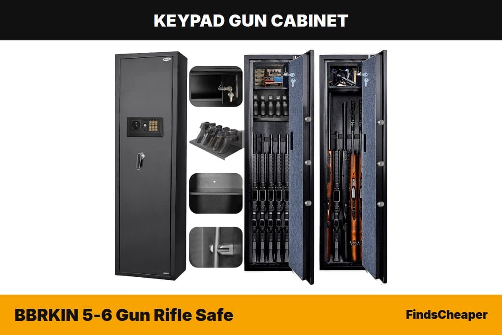 BBRKIN 5-6 Gun Rifle Safe keypad gun cabinet