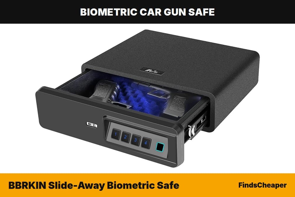 BBRKIN Slide-Away Biometric Safe biometric car gun safe