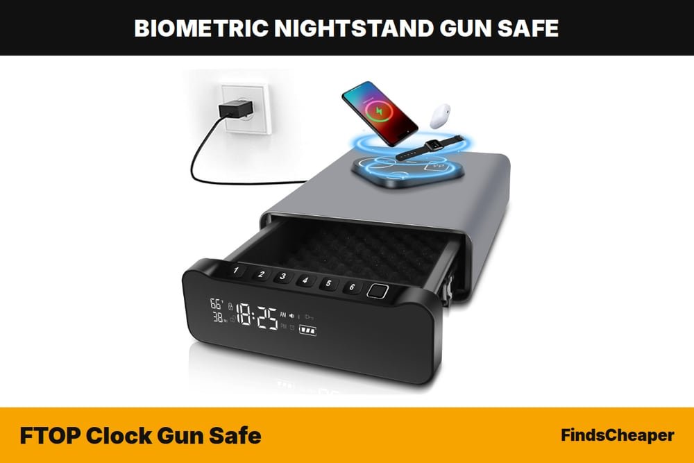 FTOP Clock Gun Safe biometric nightstand gun safe
