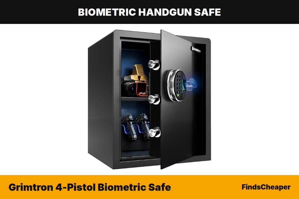 Grimtron 4-Pistol Biometric Safe biometric handgun safe