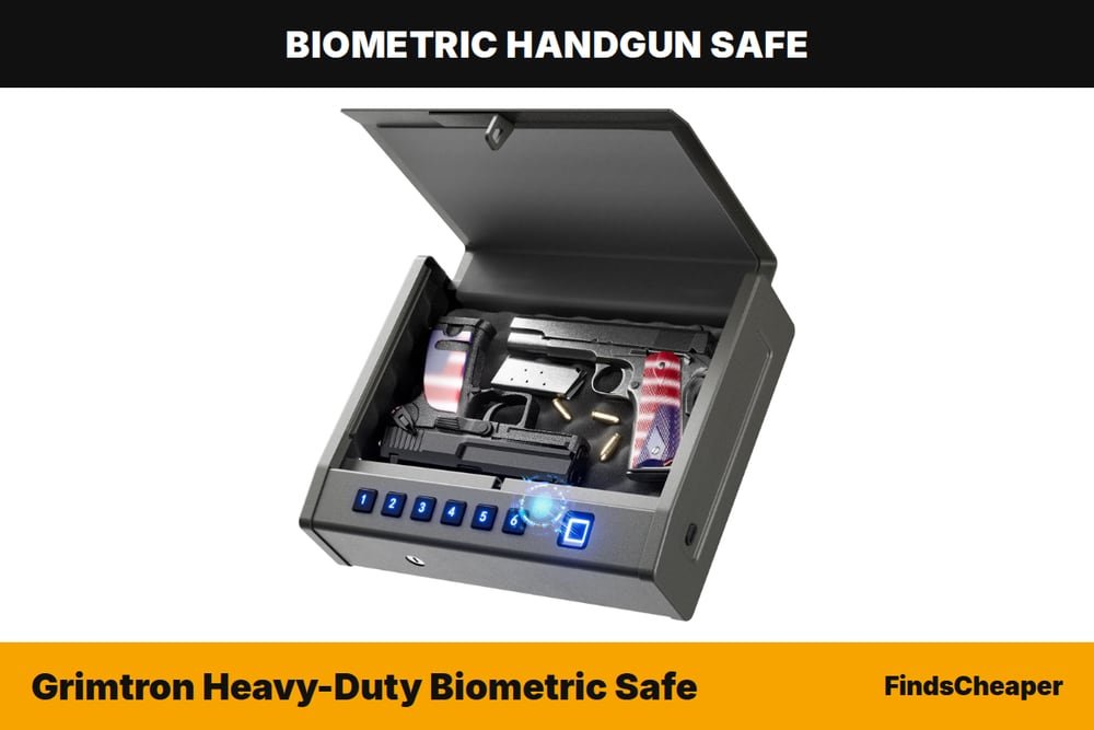 Grimtron Heavy-Duty Biometric Safe biometric handgun safe