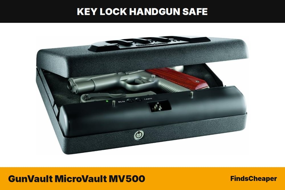GunVault MicroVault MV500 key lock handgun safe
