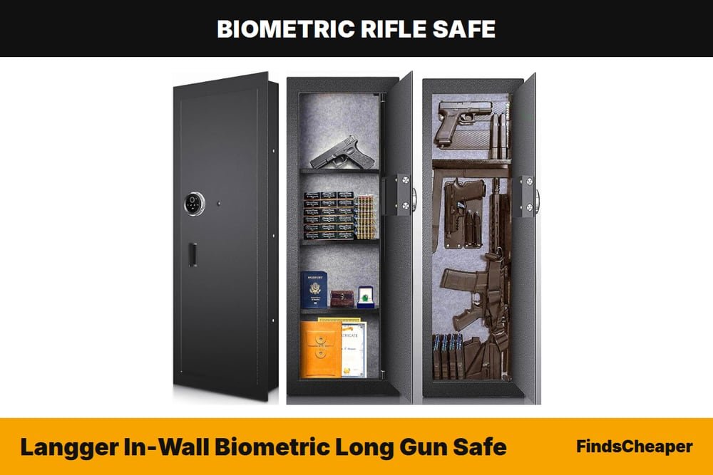 Langger In-Wall Biometric Long Gun Safe biometric rifle safe