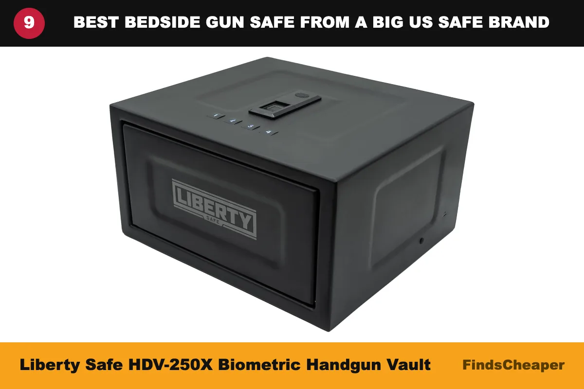 Liberty Safe HDV-250X biometric handgun vault, bedside gun safe with auto-open door and Bluetooth