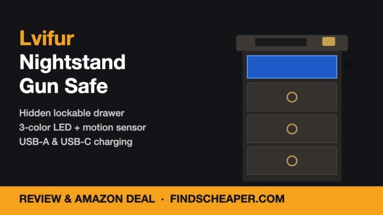 Lvifur nightstand gun safe with hidden lockable drawer, LED shelf and USB-C charging