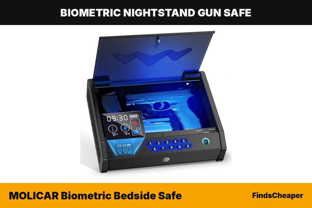 MOLICAR Biometric Bedside Safe biometric nightstand gun safe