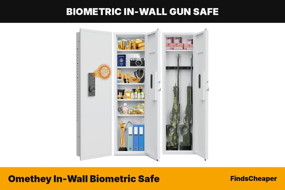 Omethey In-Wall Biometric Safe biometric in-wall gun safe