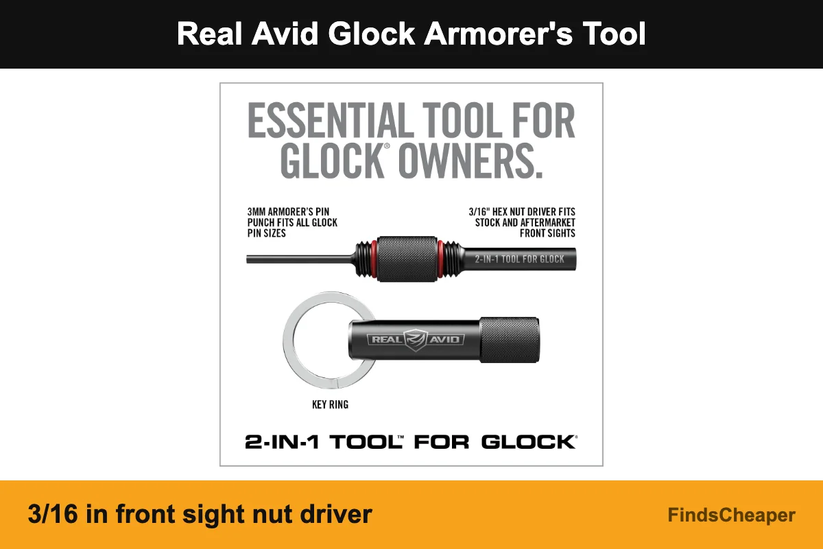 Real Avid Glock Armorer's Tool: 3/16 in front sight nut driver (best sight pusher for glock)