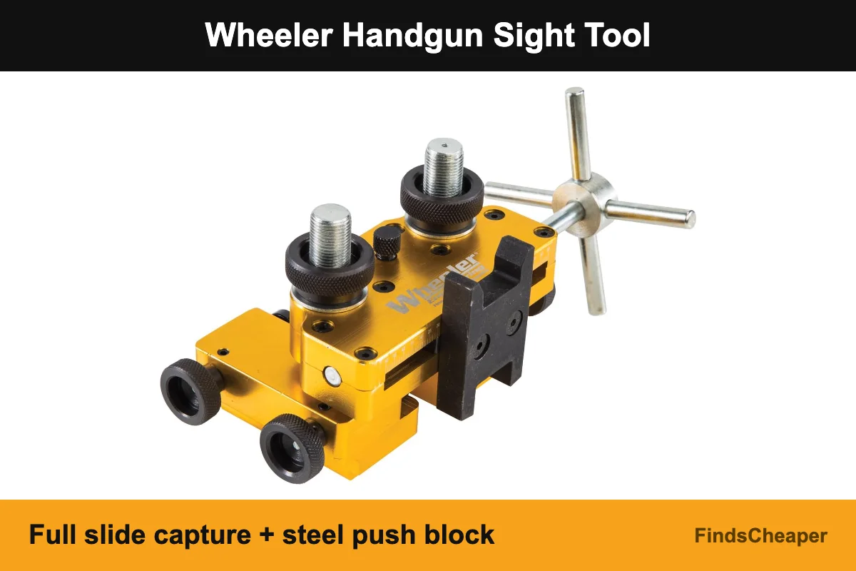 Wheeler Handgun Sight Tool: full slide capture + steel push block (wheeler sight tool review)